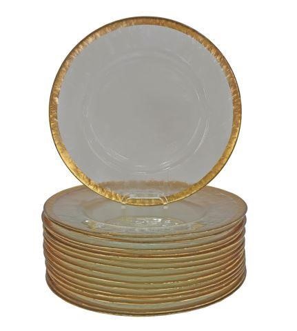 (16) LARGE COLORLESS GLASS CHARGERS