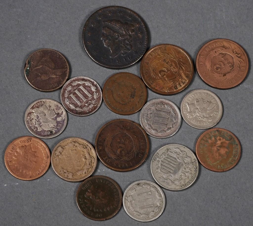 (16) OLD US COINS PENNY 1 2 3 5