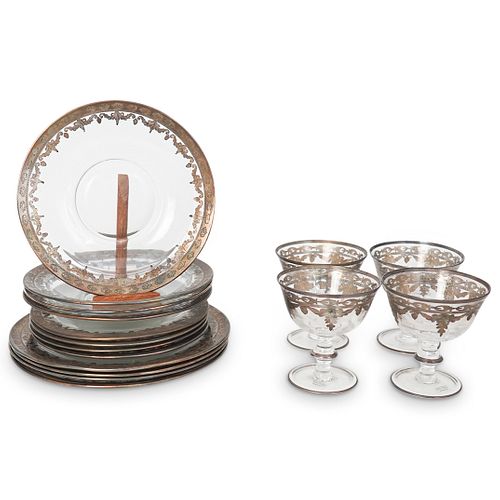 (16 PC) ARTE ITALICA SILVER GLASS