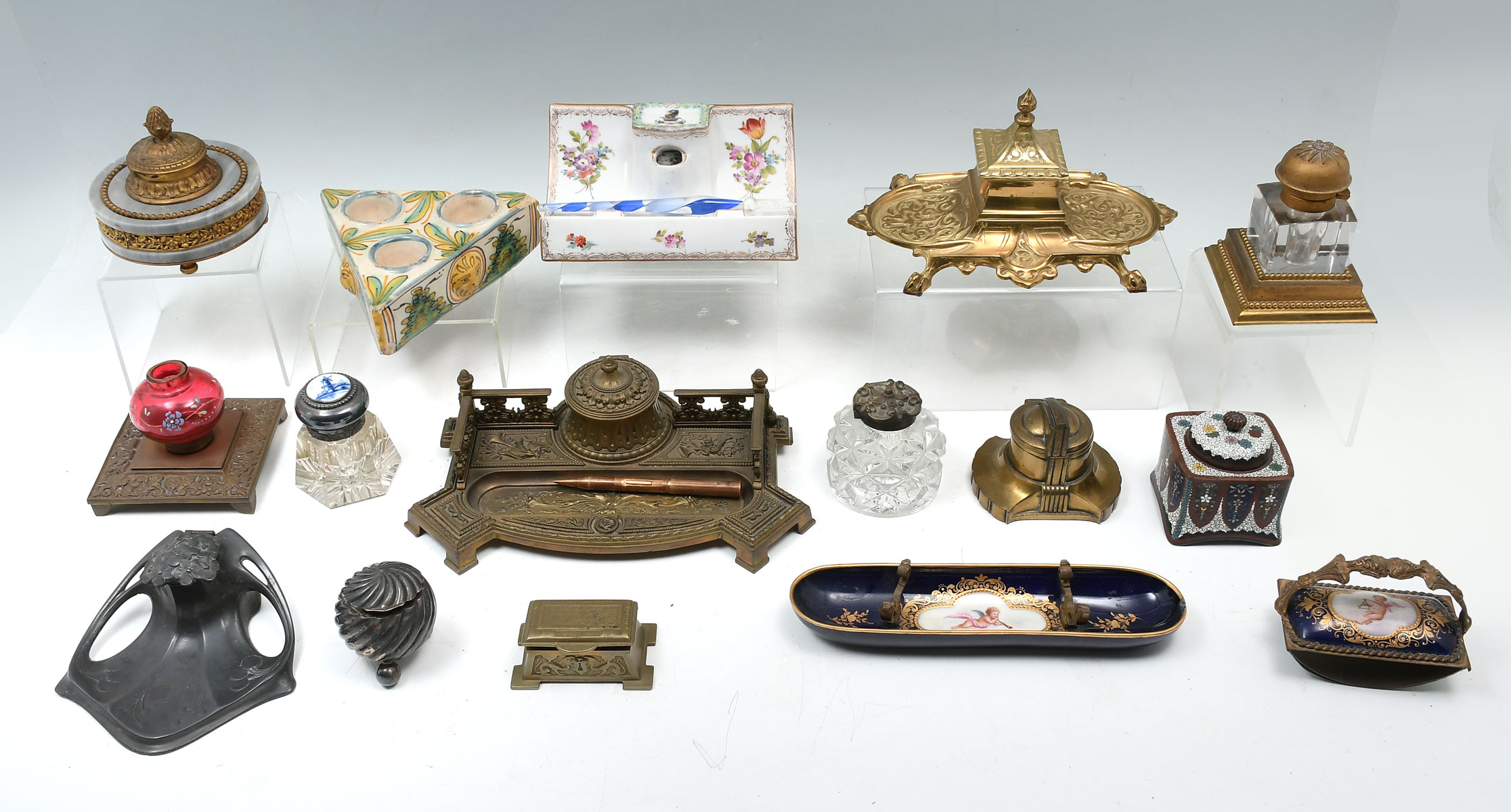16 PC. INKWELL & DESK SET