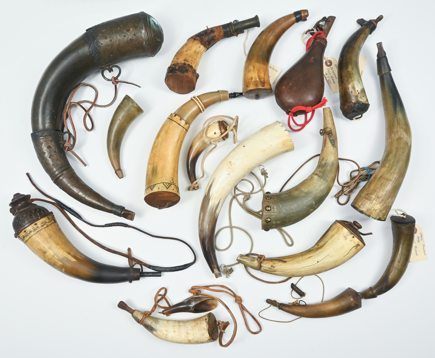 16 PC. POWDER HORN COLLECTION: Some