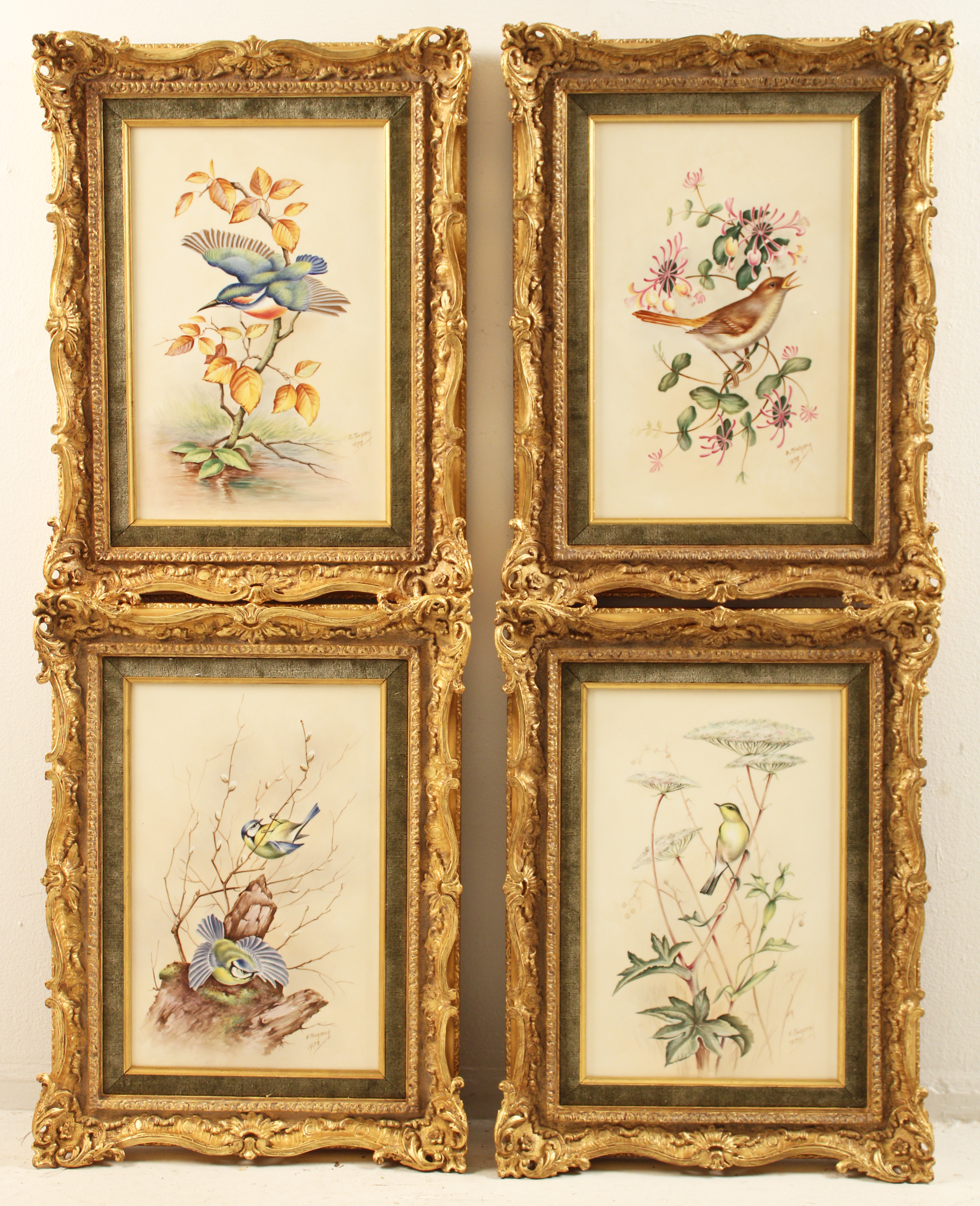 16 PC ROYAL WORCESTER BIRD PTGS