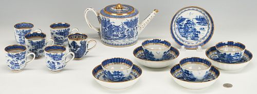 16 PCS CHINESE EXPORT BLUE &