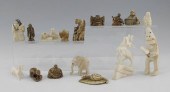 16 PIECE CARVED IVORY NETSUKE