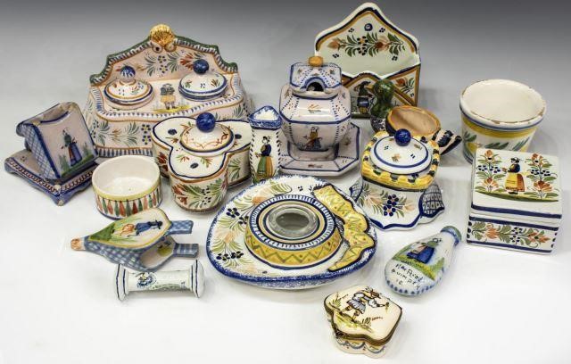 (16) QUIMPER ART POTTERY DESK &