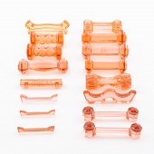 16 SALMON COLORED MISC. GLASS
