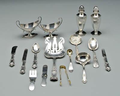 16 sterling silver items: pair