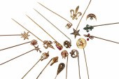 (16) Stick pins in gold and si