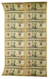 (16) U.S. CURRENCY UNCUT SHEET