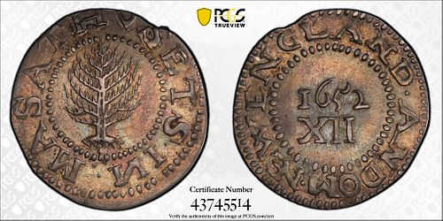 1652 PINE TREE SHILLING LARGE
