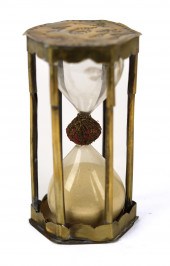 1671 DUTCH BRASS HOUR GLASS. A
