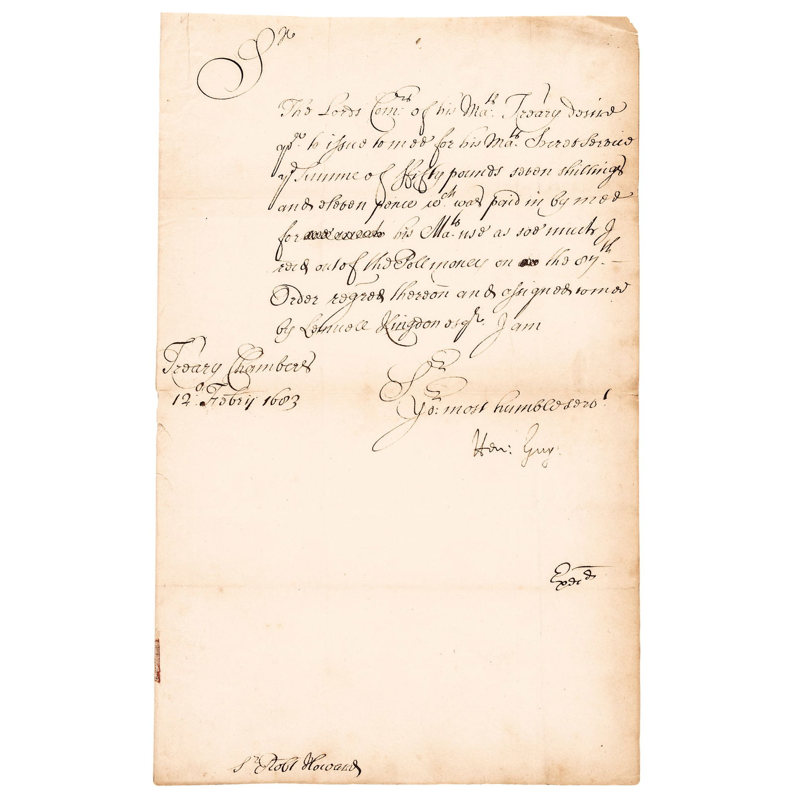 1683 SIR HENRY GUY BRITISH ROYAL