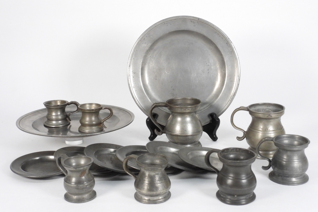 16PC ENGLISH PEWTER MEASURING