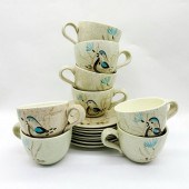 16PC RED WING POTTERY CUPS & S