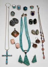 16PC STERLING SILVER TURQUOISE