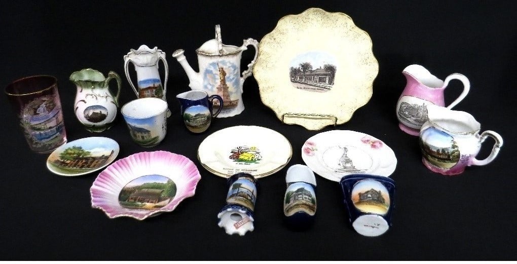 16PC VICTORIAN NYS SOUVENIR CHINA