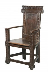 16TH C. ENGLISH OAK ARMCHAIR C