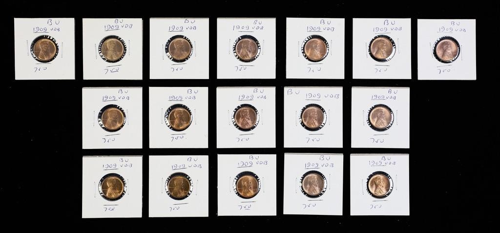 17 1909 LINCOLN WHEAT PENNIES VDB