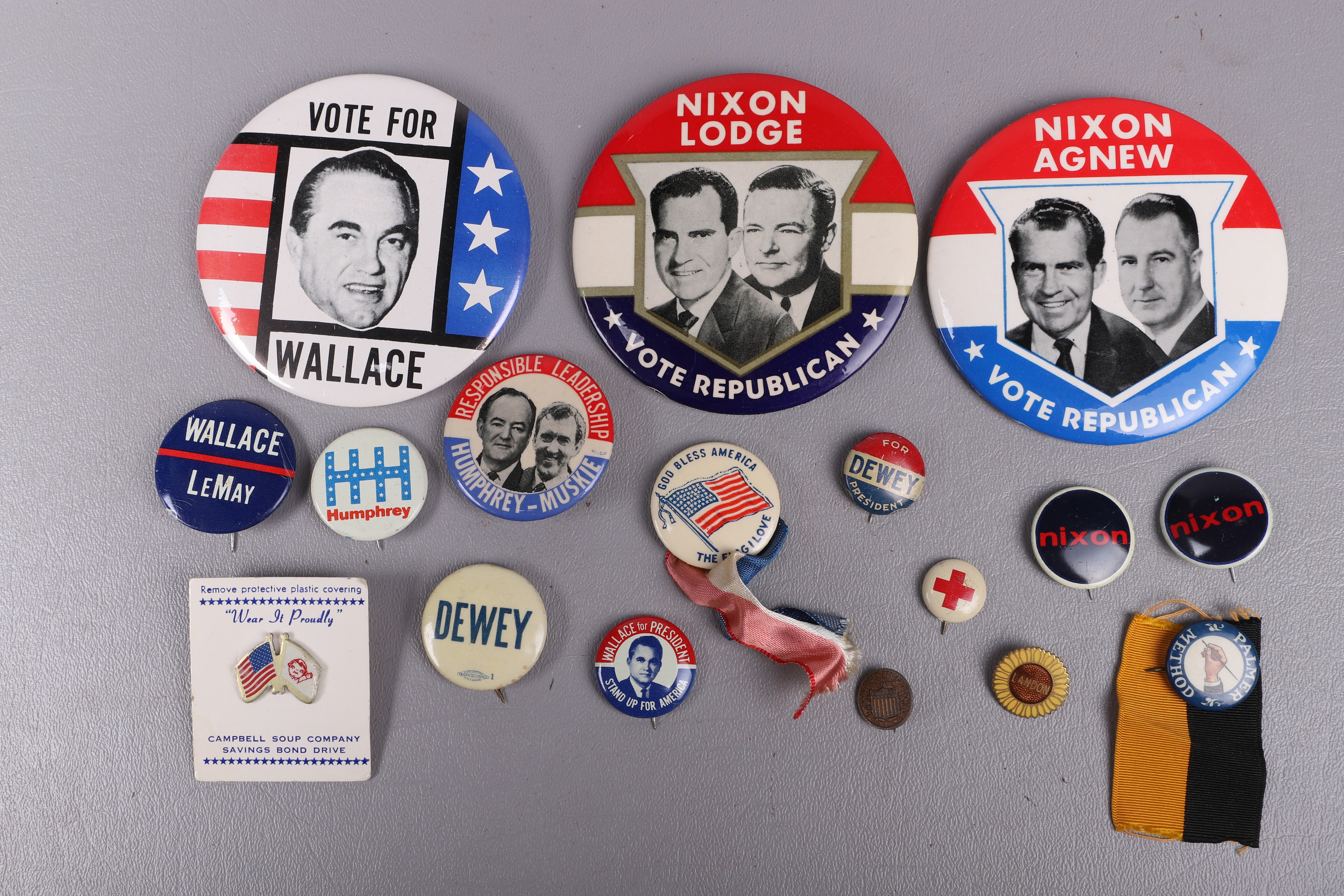 (17) Campaign & other pins,