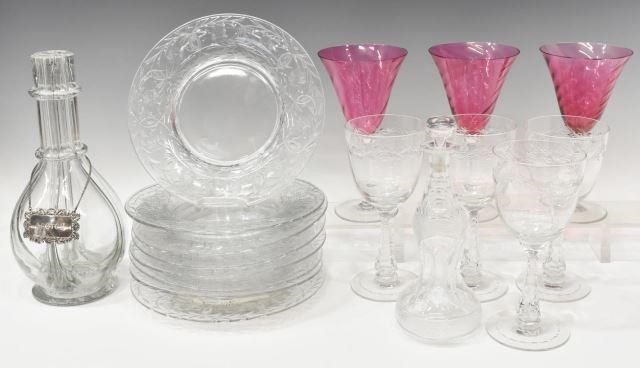 (17) CUT CRYSTAL, CRANBERRY