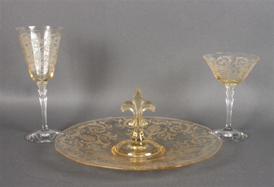 17 Fostoria engraved glass wine