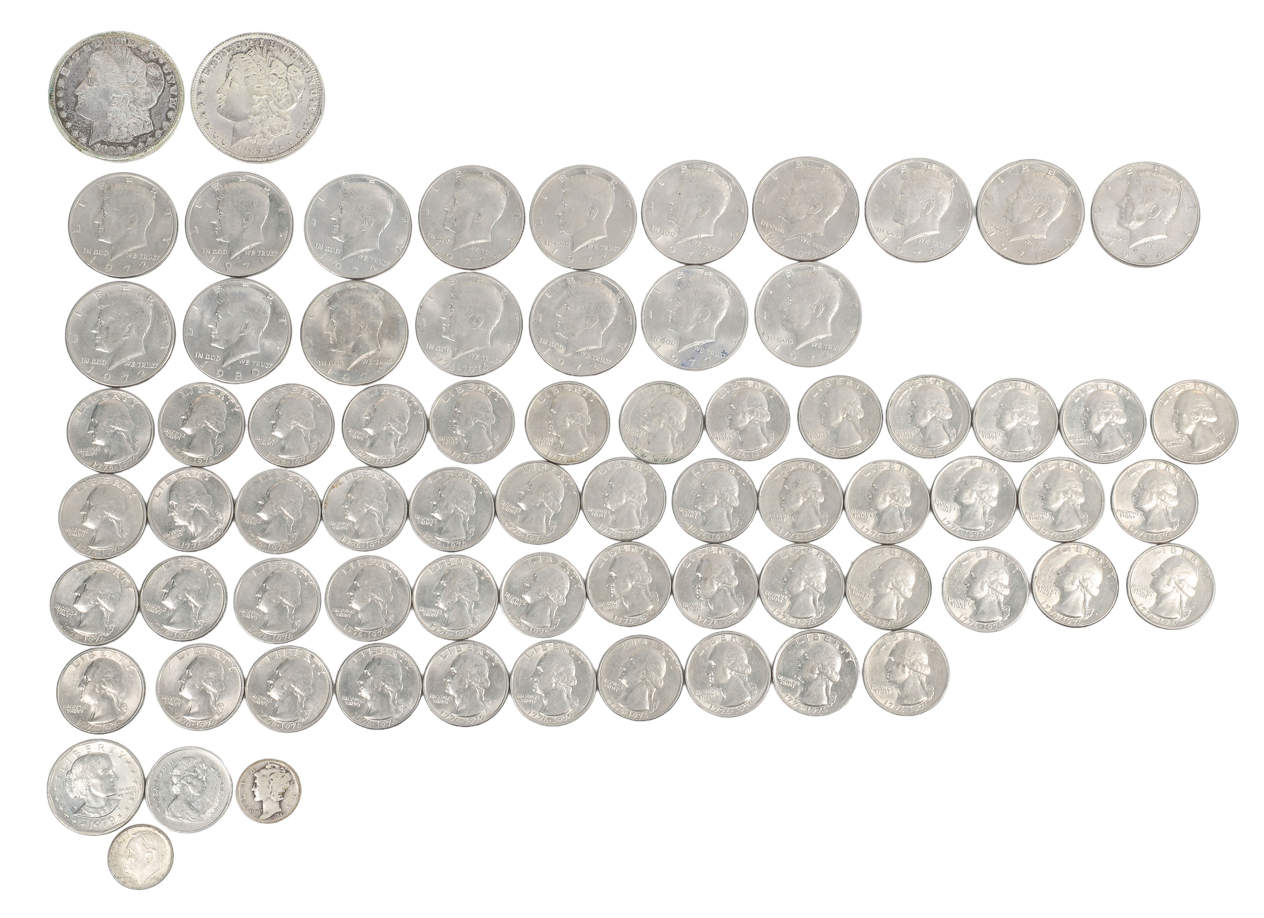 (17) half-dollars, 71-81, (2) of