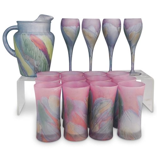 (17 PC) VINTAGE RUEVEN GLASS