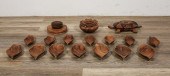 17 PIECE LEAF SHAPED TEAK SERV