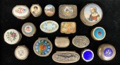 17 PILL BOXESMostly silver, wi