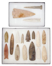 (17) STONE ARROWHEADS, SPEAR P