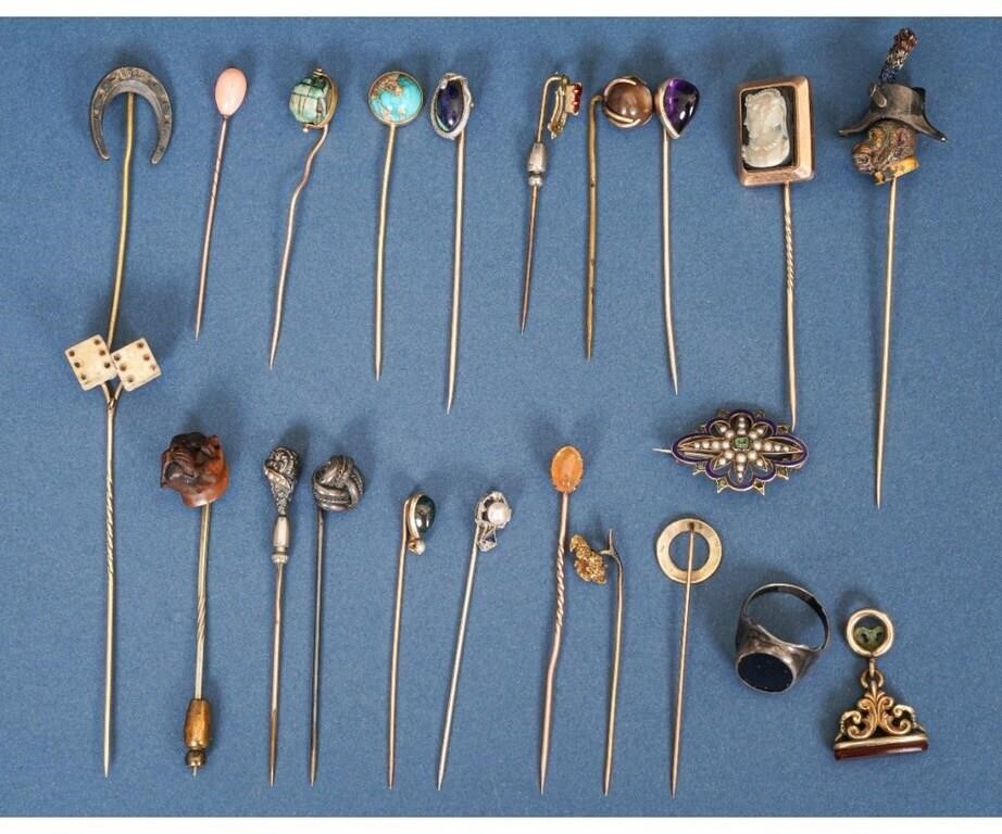 17 Victorian stick pins including