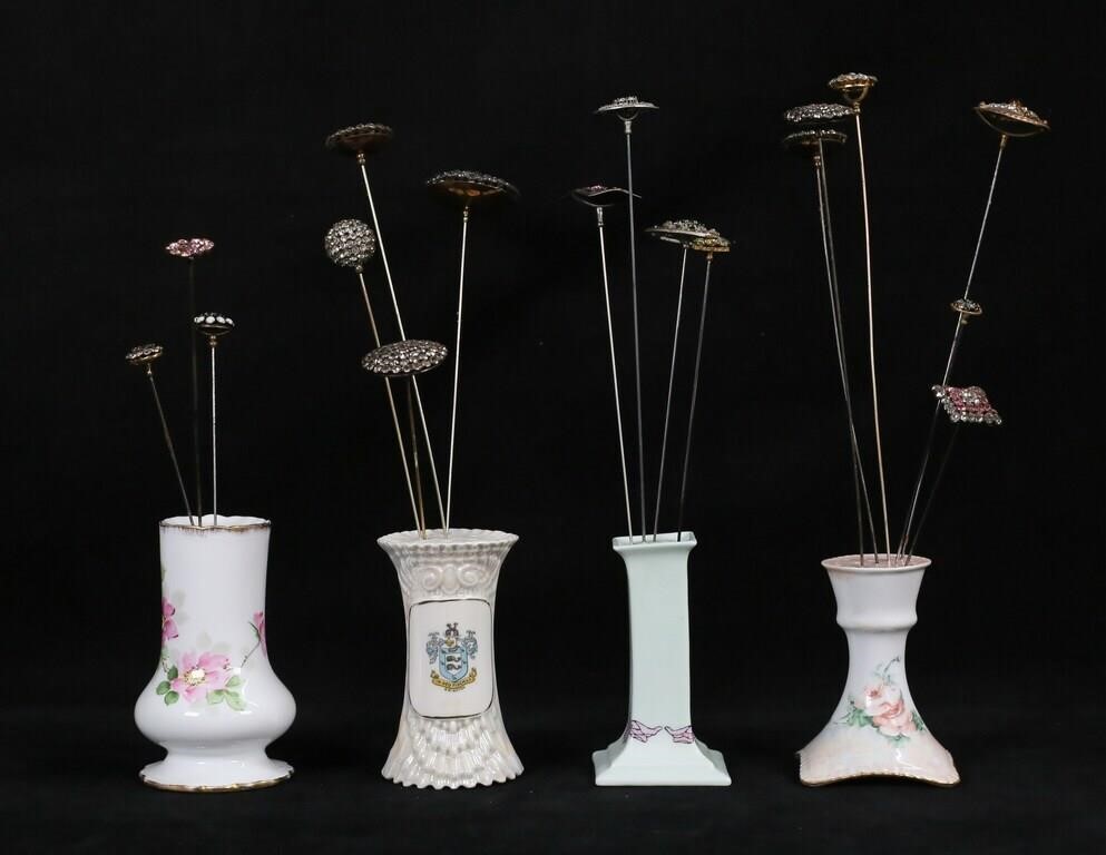 17 VINTAGE RHINESTONE HATPINS