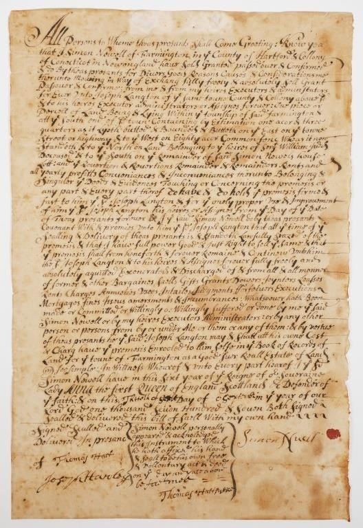 1707 CONNECTICUT LAND DEED,