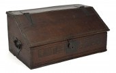 1730 CARVED OAK WRITING BOX. A