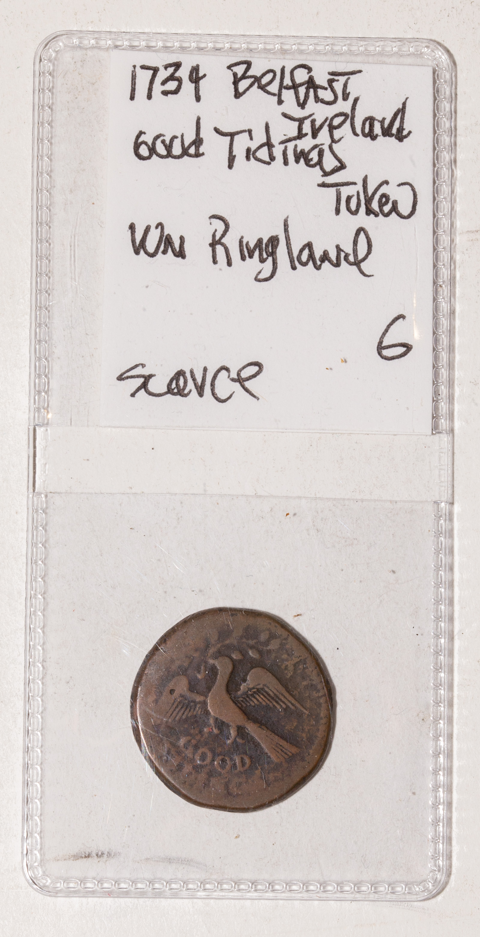 1734 IRISH TWO PENCE TOKEN BY