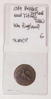 1734 IRISH TWO PENCE TOKEN BY