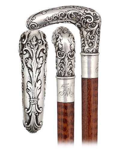 174. SILVER DAY CANE -CA. 1890