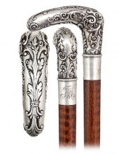 174. SILVER DAY CANE -CA. 1890