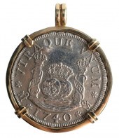 1740 SILVER 4 REALES IN 14K GO