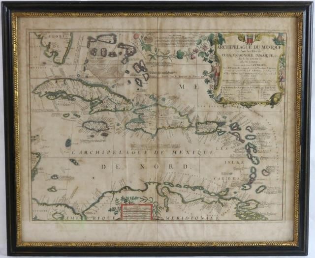 1742 HAND COLORED MAP OF THE