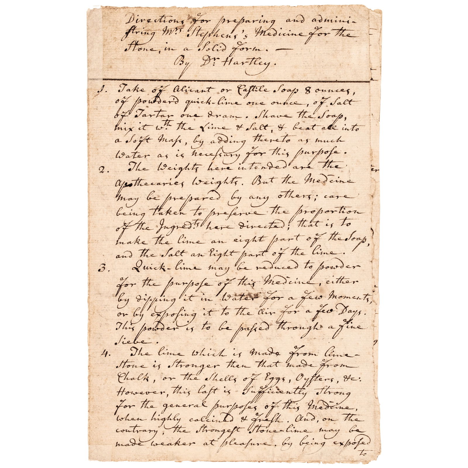 1745 HANDWRITTEN INSTRUCTIONS FOR