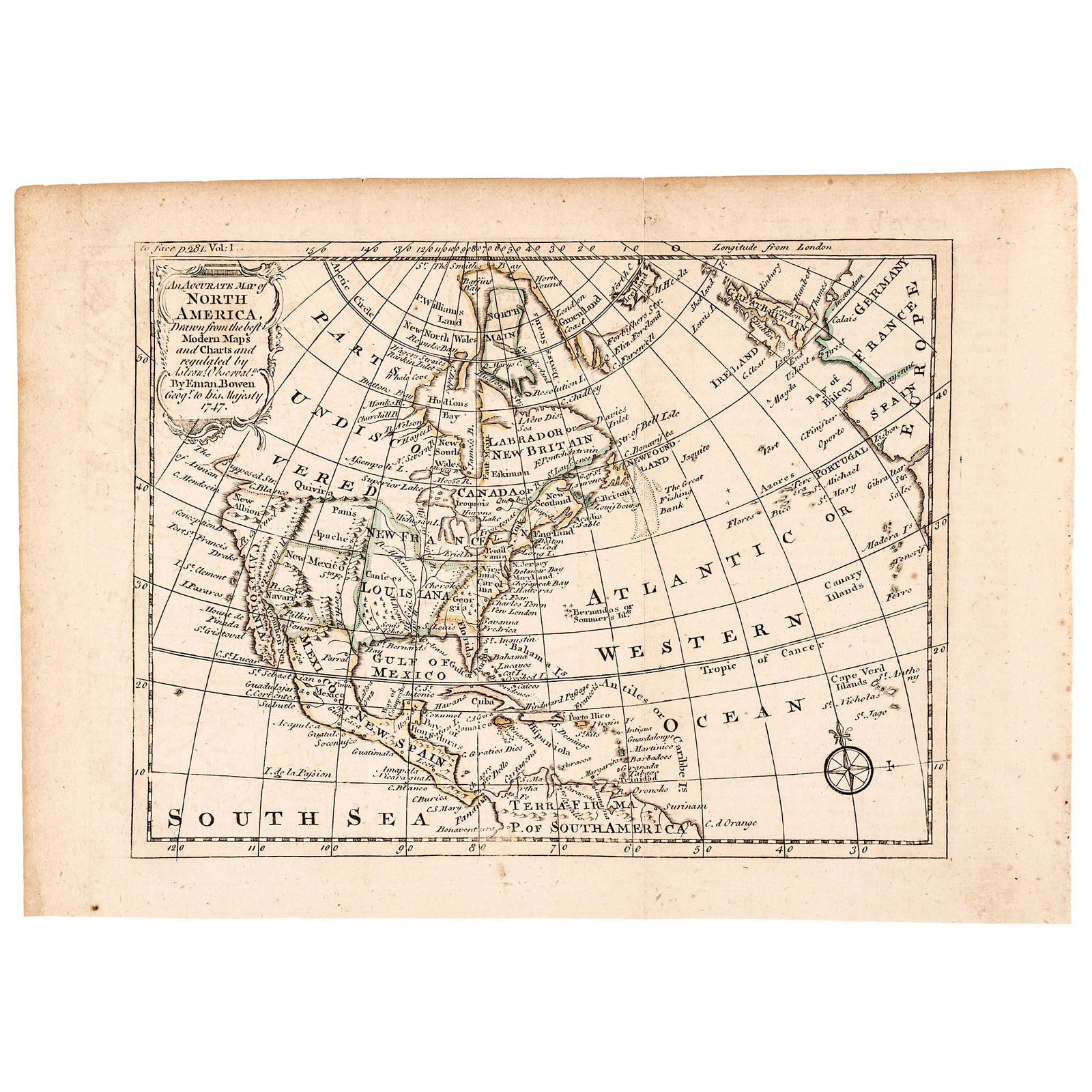 1747 MAP OF NORTH AMERICAN BY