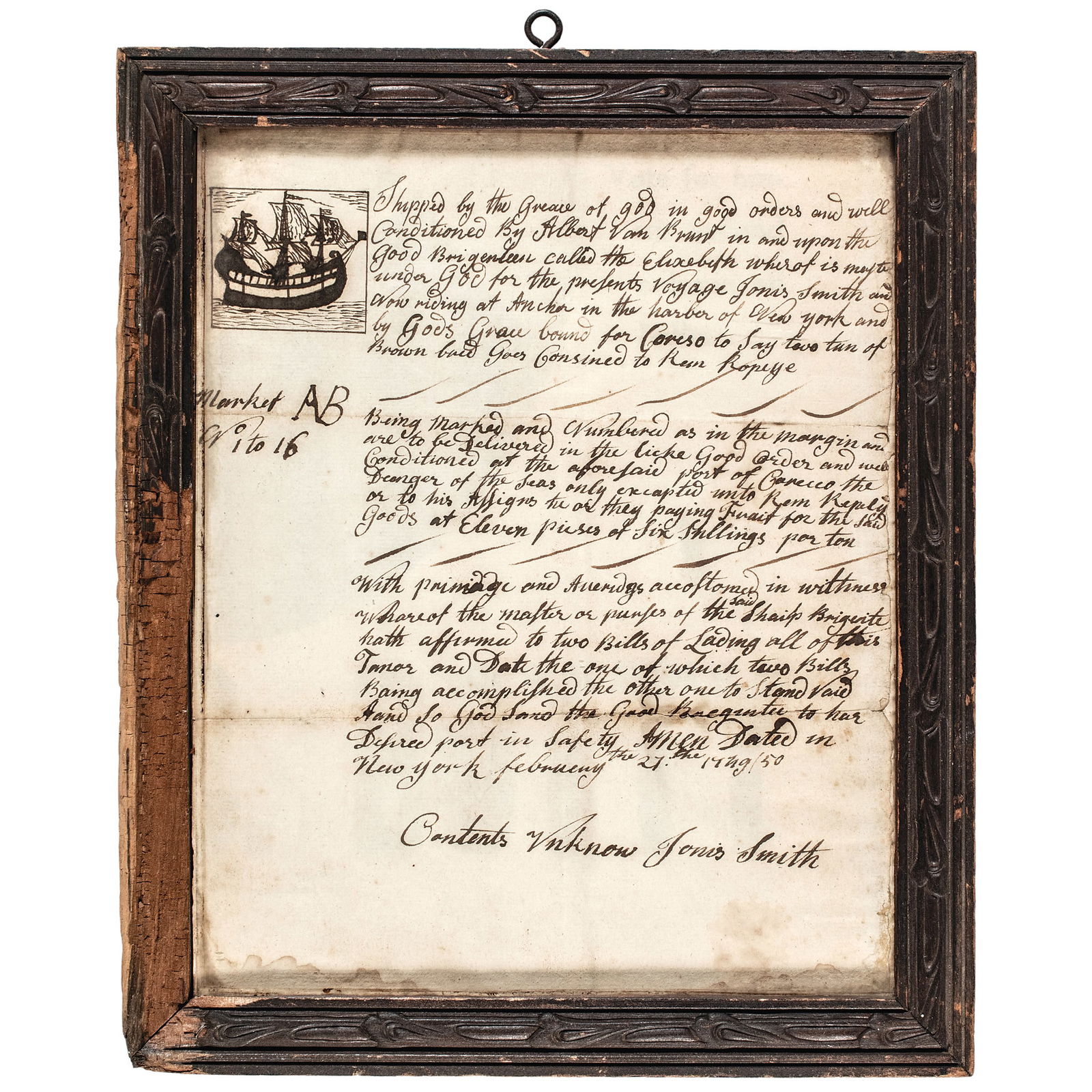 1749/50 COLONIAL NEW YORK BILL OF