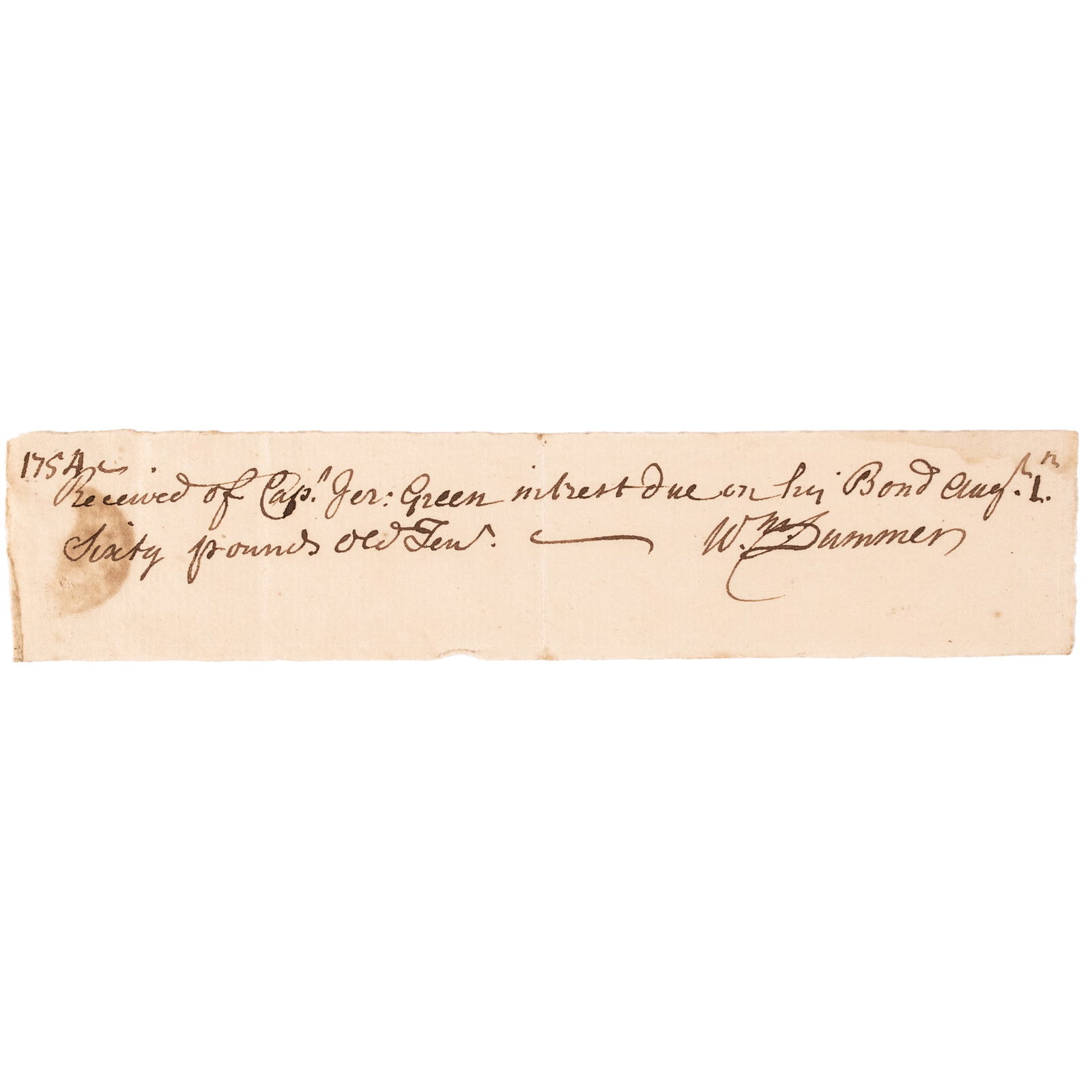 1754 DATED, WILLIAM DUMMER,