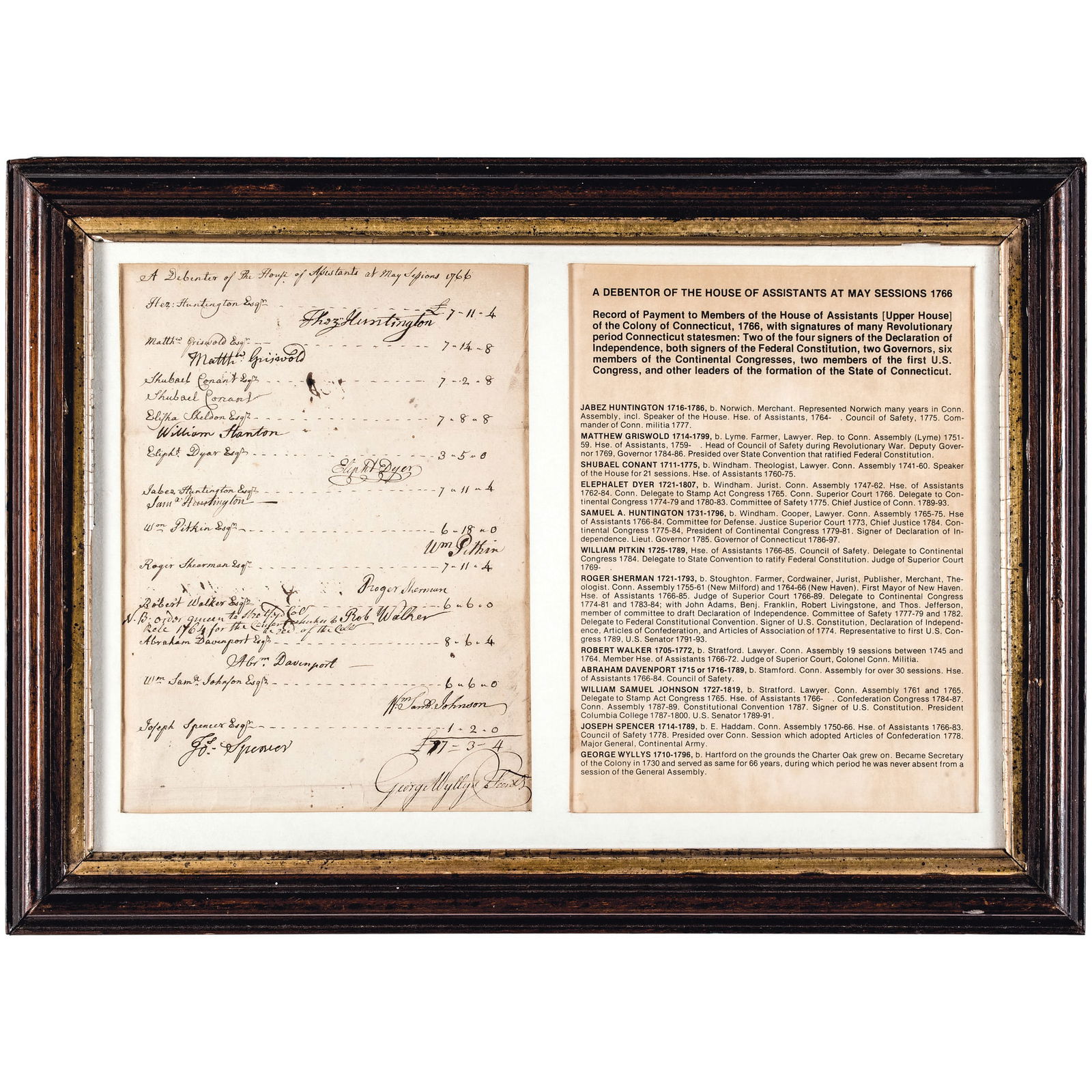 1766 CONNECTICUT GOVT. NOTABLES