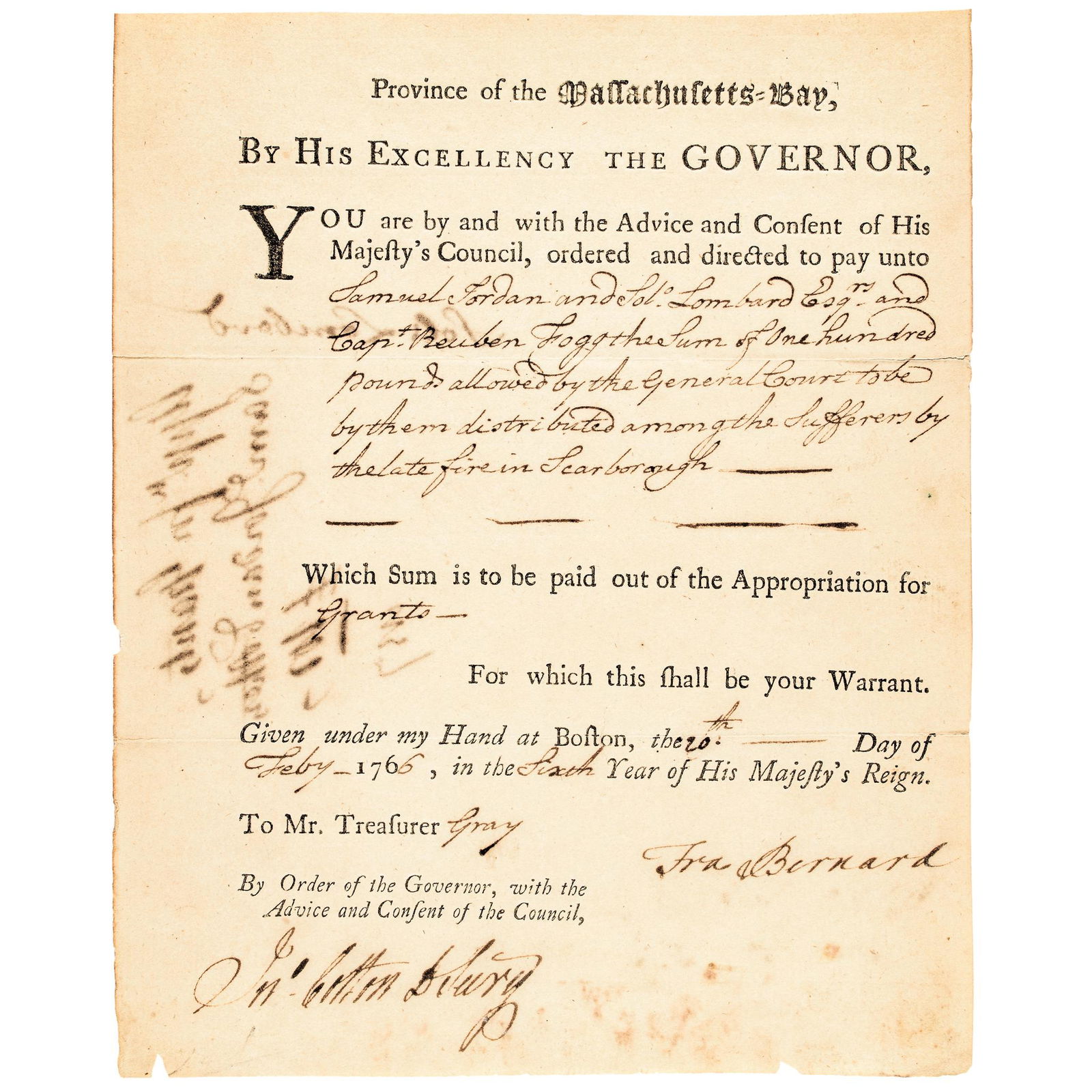 1766 GOV. SIR FRANCIS BERNARD