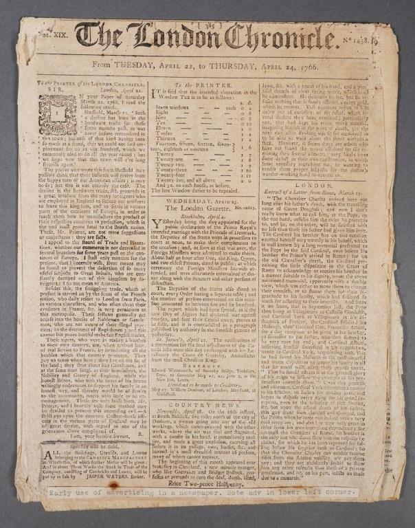 1766 LONDON CHRONICLE