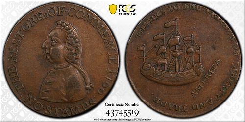 1766 WILLIAM PITT TOKEN HALF