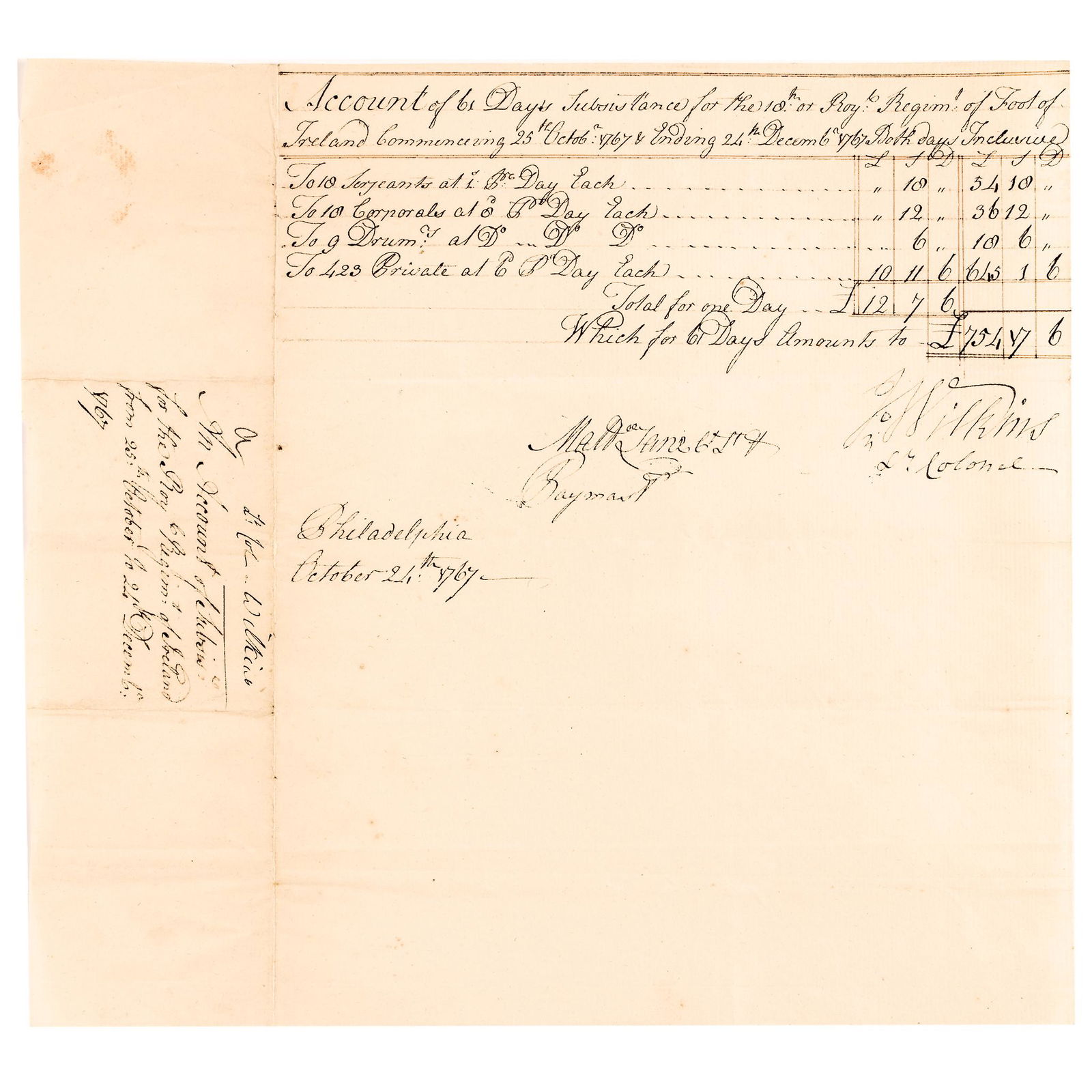 1767 18TH ROYAL REGT. OF FOOT,
