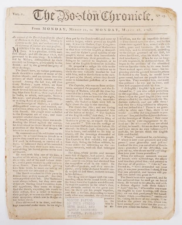 1768 COLONIAL NEWSPAPER THE